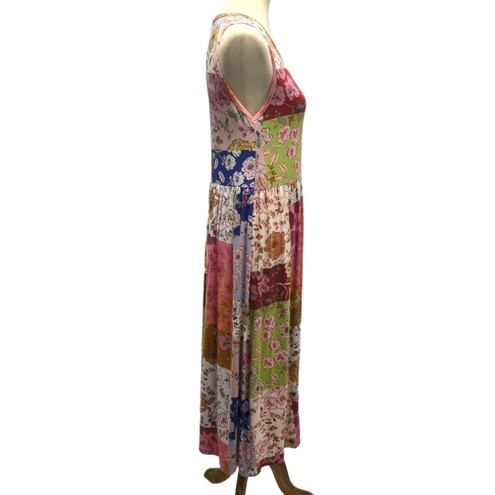Johnny Was Cosmo Easy Fit Tea Length Patchwork Bamboo Midi Dress Women Large - Picture 10 of 16